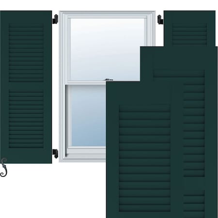 18W X 50H Americraft Two Equal Louver Exterior Real Wood Shutters, Thermal Green